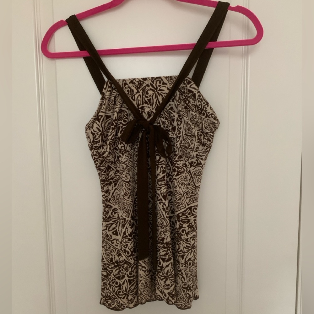 NWOT Speechless Brown and Cream Halter with Adjustable Bow Tie